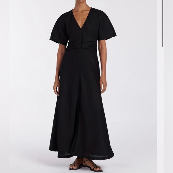 DISSH Dresses & Skirts - DISSH Linen fringing Black Midi Dress